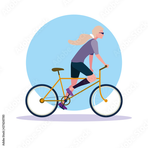 young woman riding bike avatar character