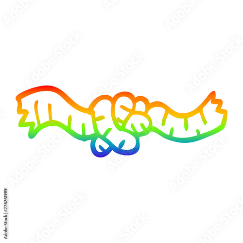 rainbow gradient line drawing cartoon tied rope
