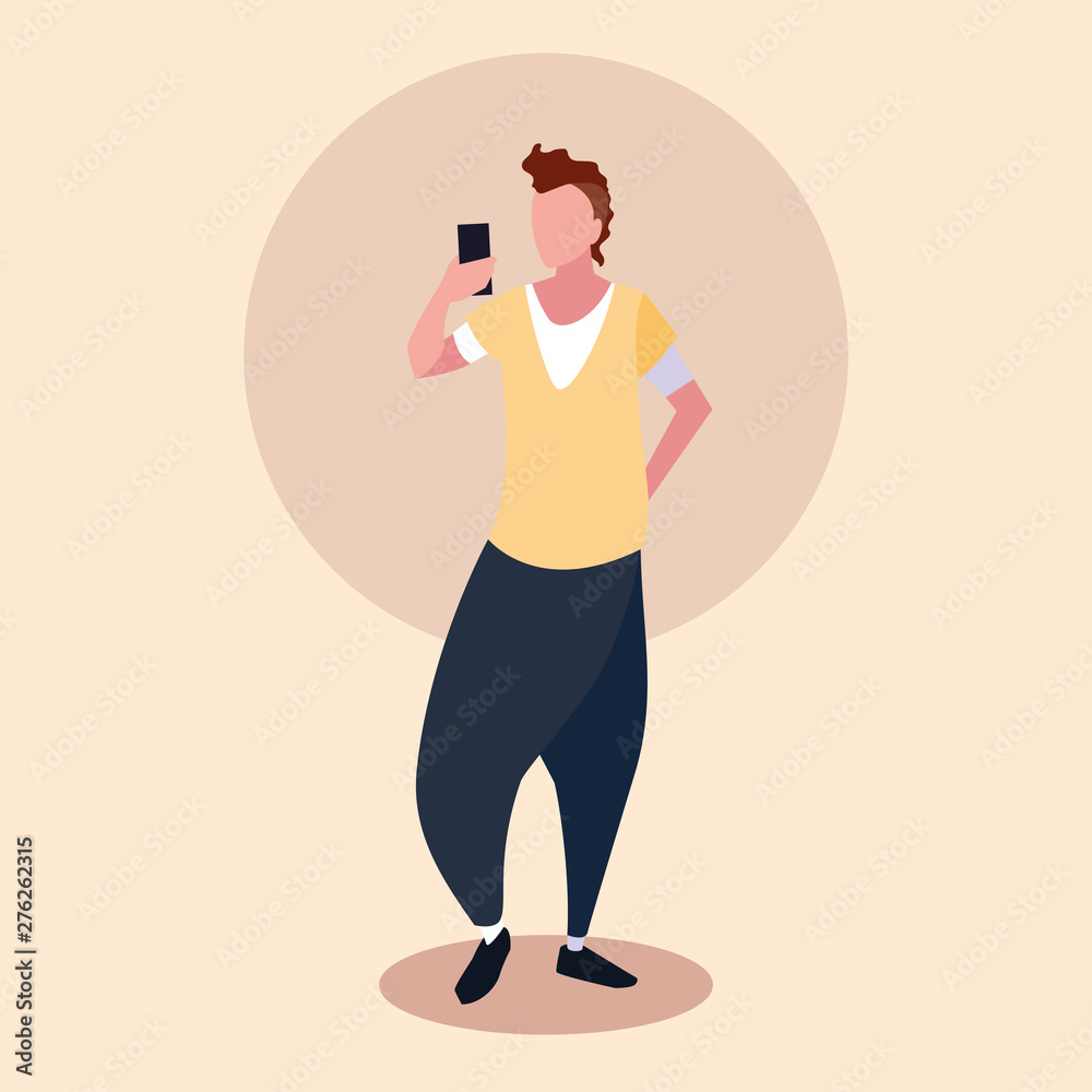 young man using smartphone device young man using smartphone device