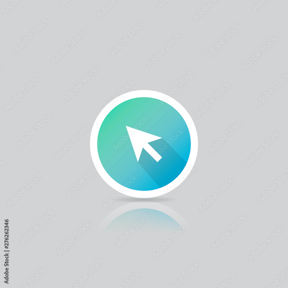 Modern Round Arrow Cursor Icon With Long Shadow Modern Round Arrow Cursor Icon With Long Shadow