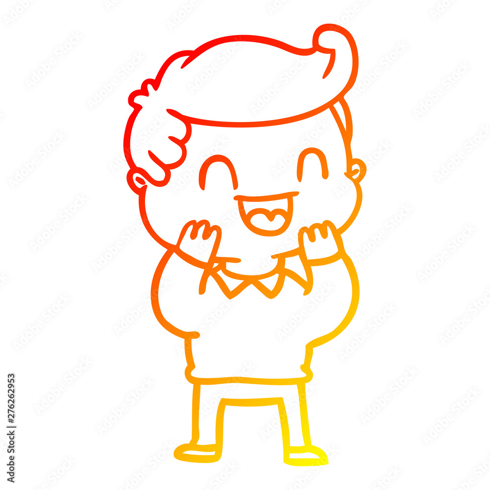 warm gradient line drawing cartoon happy man warm gradient line drawing cartoon happy man