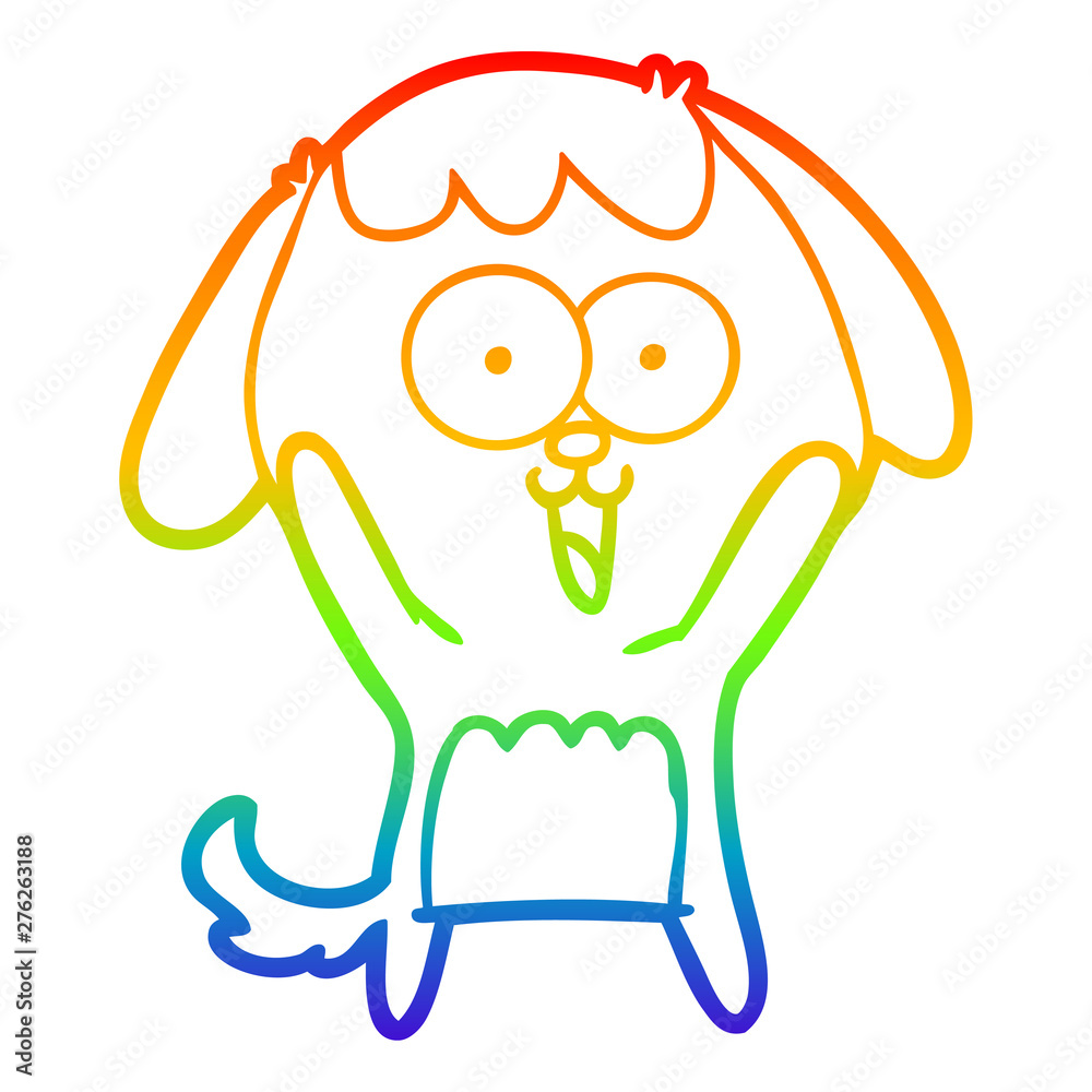Obraz premium rainbow gradient line drawing cute cartoon dog