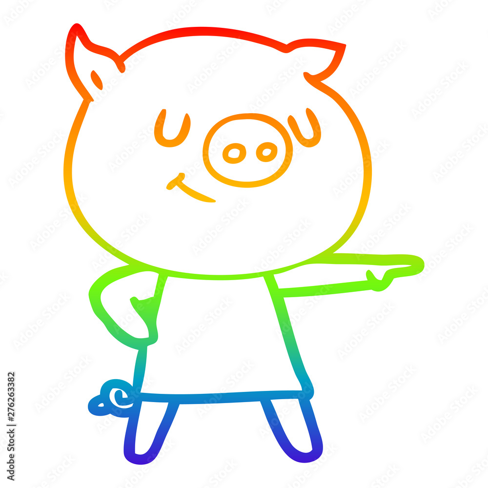 rainbow gradient line drawing happy cartoon pig rainbow gradient line drawing happy cartoon pig