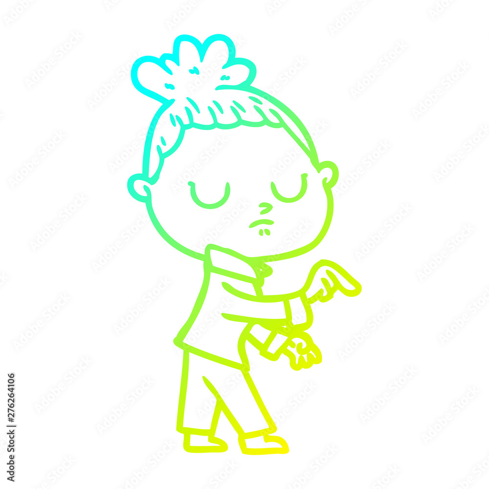 cold gradient line drawing cartoon calm woman cold gradient line drawing cartoon calm woman