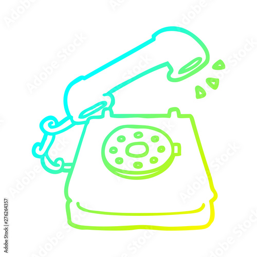 cold gradient line drawing cartoon old telephone