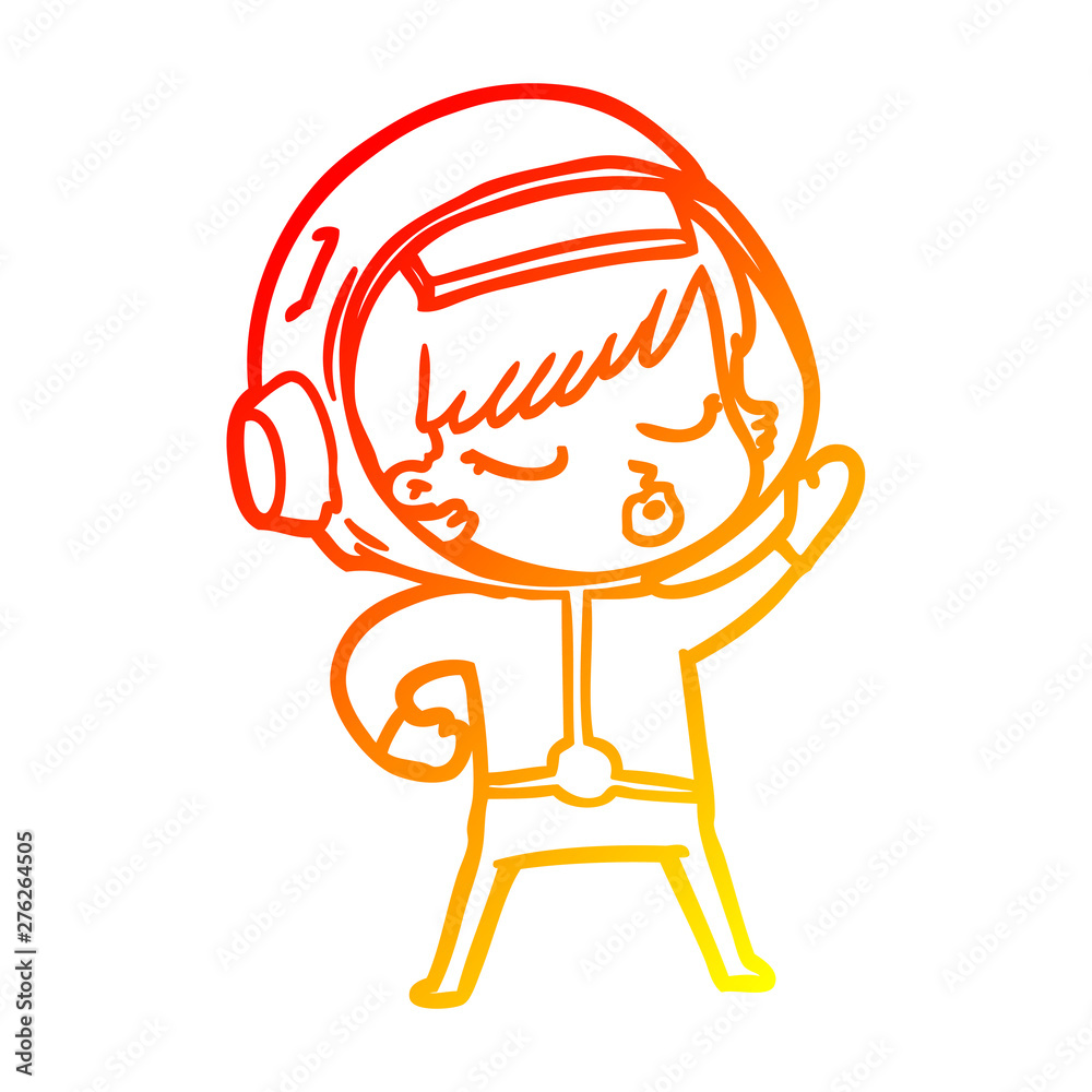 warm gradient line drawing cartoon pretty astronaut girl warm gradient line drawing cartoon pretty astronaut girl
