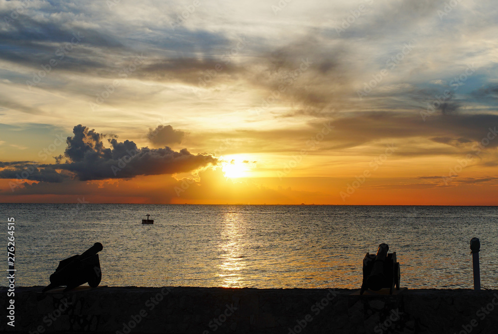 Panoramic Sunset in Cozumel, Mexico. Panoramic Sunset in Cozumel, Mexico.