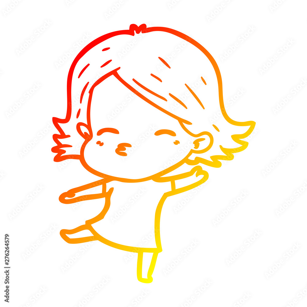 warm gradient line drawing cartoon woman dancing warm gradient line drawing cartoon woman dancing