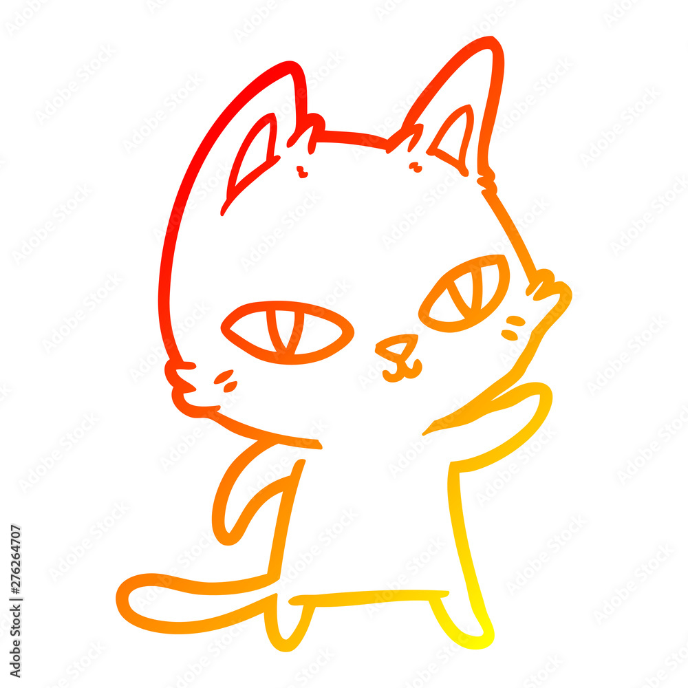warm gradient line drawing cartoon cat staring warm gradient line drawing cartoon cat staring