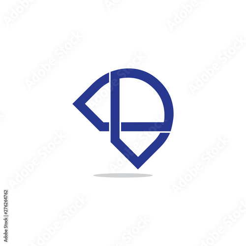 letter dk linked overlapping line shadow logo vector