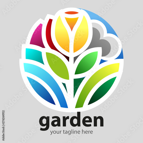 Vector abstract, colorful flower and garden symbol