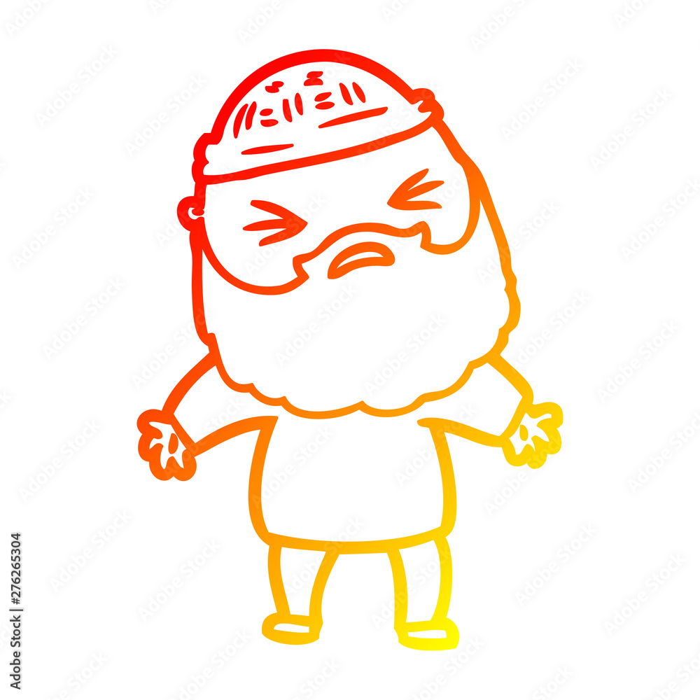 warm gradient line drawing cartoon man with beard warm gradient line drawing cartoon man with beard