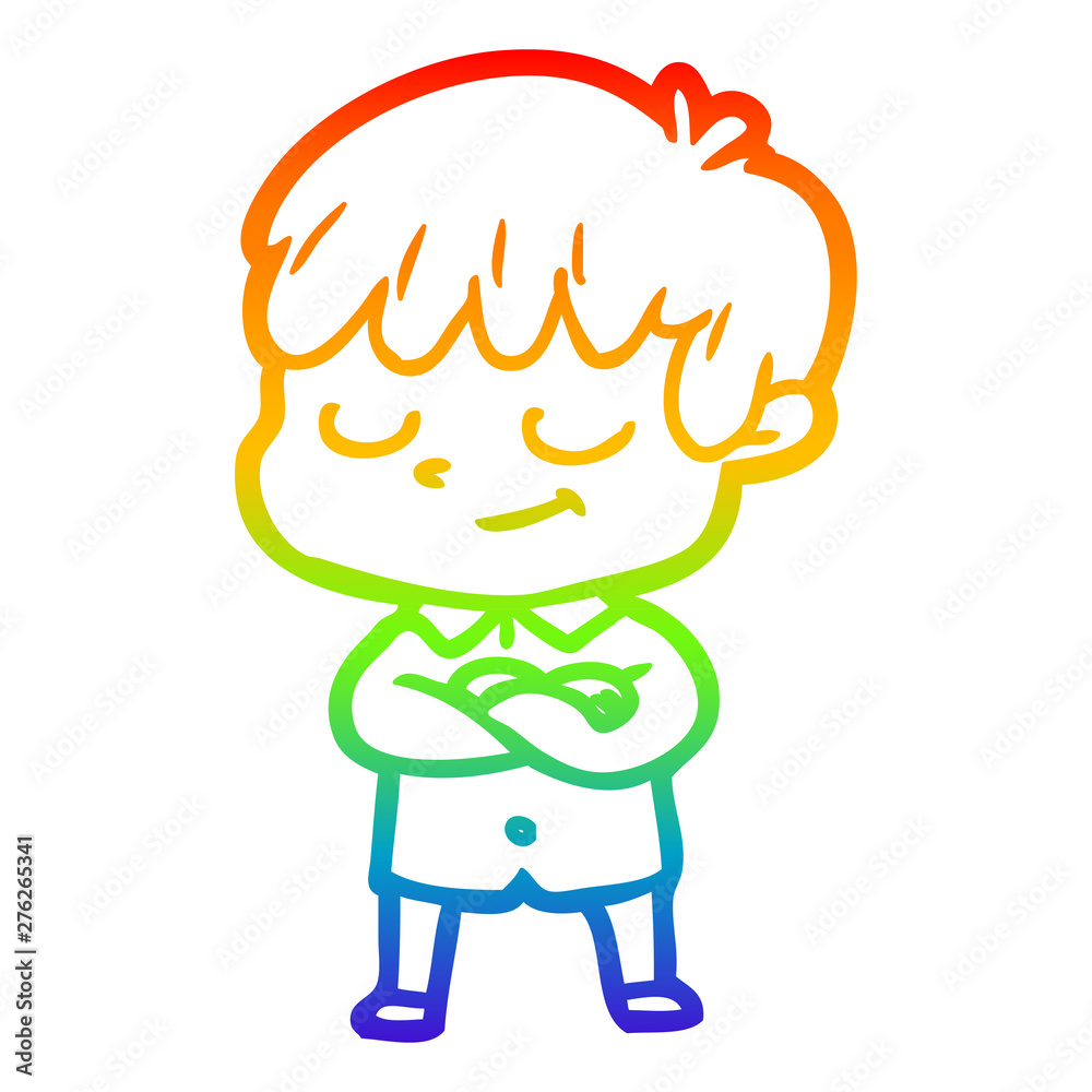 rainbow gradient line drawing cartoon happy boy rainbow gradient line drawing cartoon happy boy