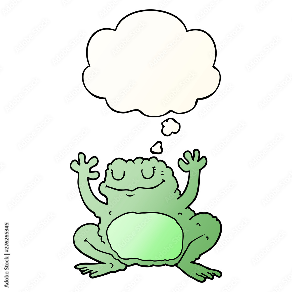 cartoon frog and thought bubble in smooth gradient style cartoon frog and thought bubble in smooth gradient style