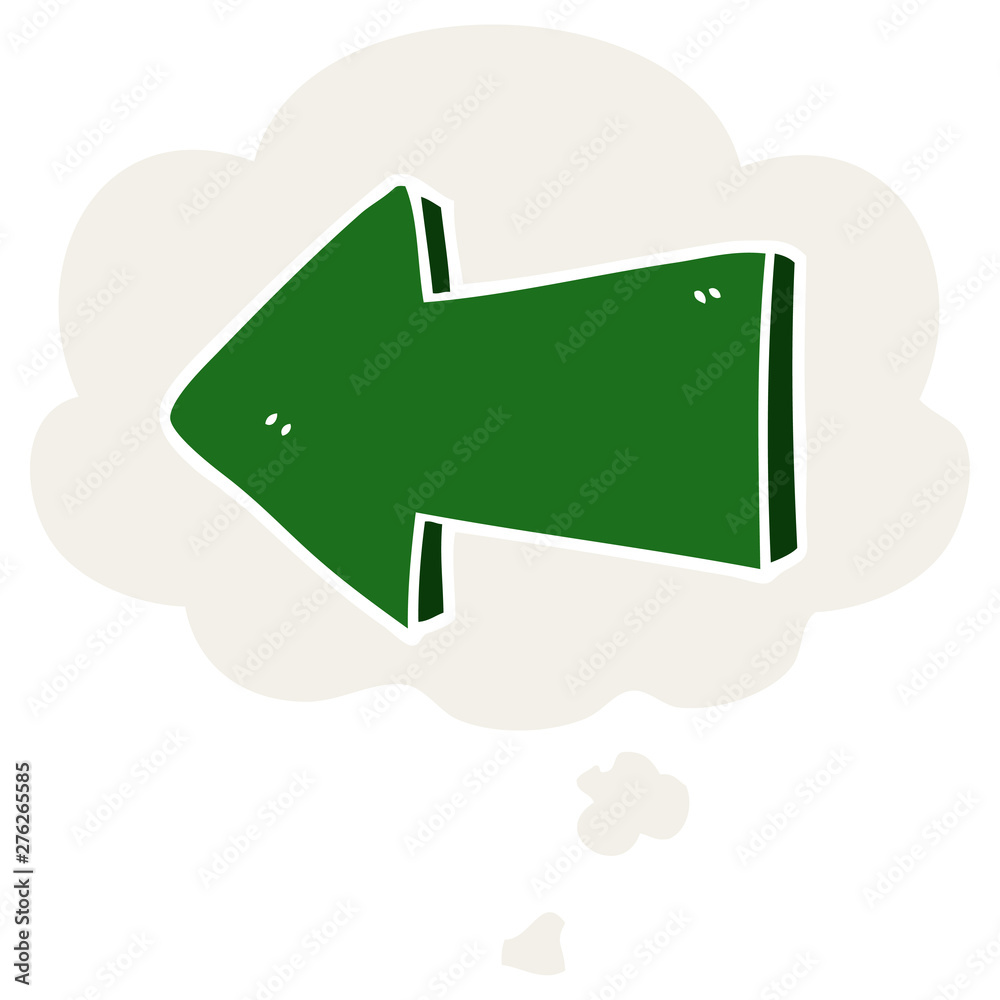 cartoon pointing arrow and thought bubble in retro style cartoon pointing arrow and thought bubble in retro style