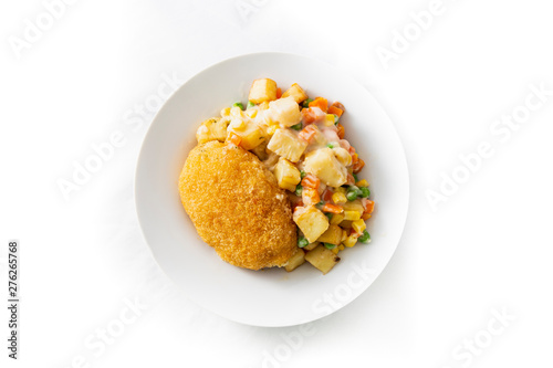 Chicken kiev, potato and vegetable