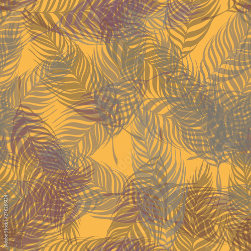 Palm tree leaves tropical seamless pattern