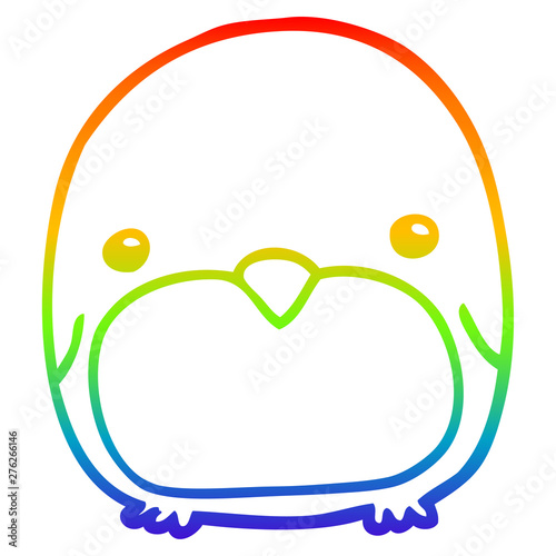 rainbow gradient line drawing cute cartoon penguin