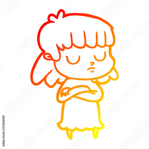 warm gradient line drawing cartoon indifferent woman