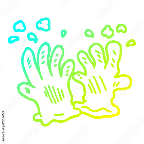 cold gradient line drawing cartoon sterile gloves