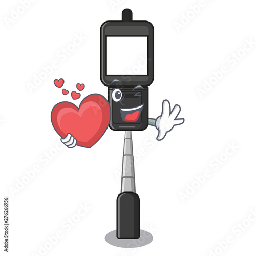With heart cell phone holder on a character
