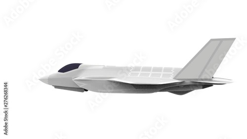 3d rendering of a modern fighter jet turning round isolated in white background photo