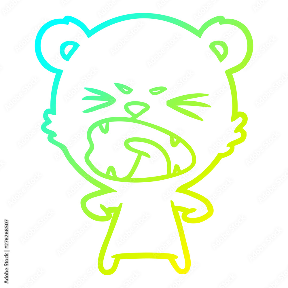 cold gradient line drawing angry cartoon bear