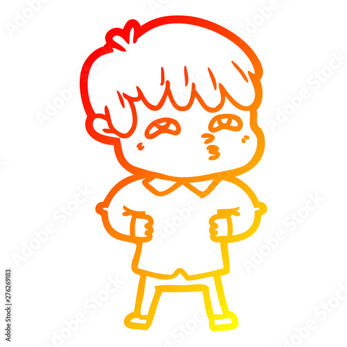 warm gradient line drawing cartoon curious man
