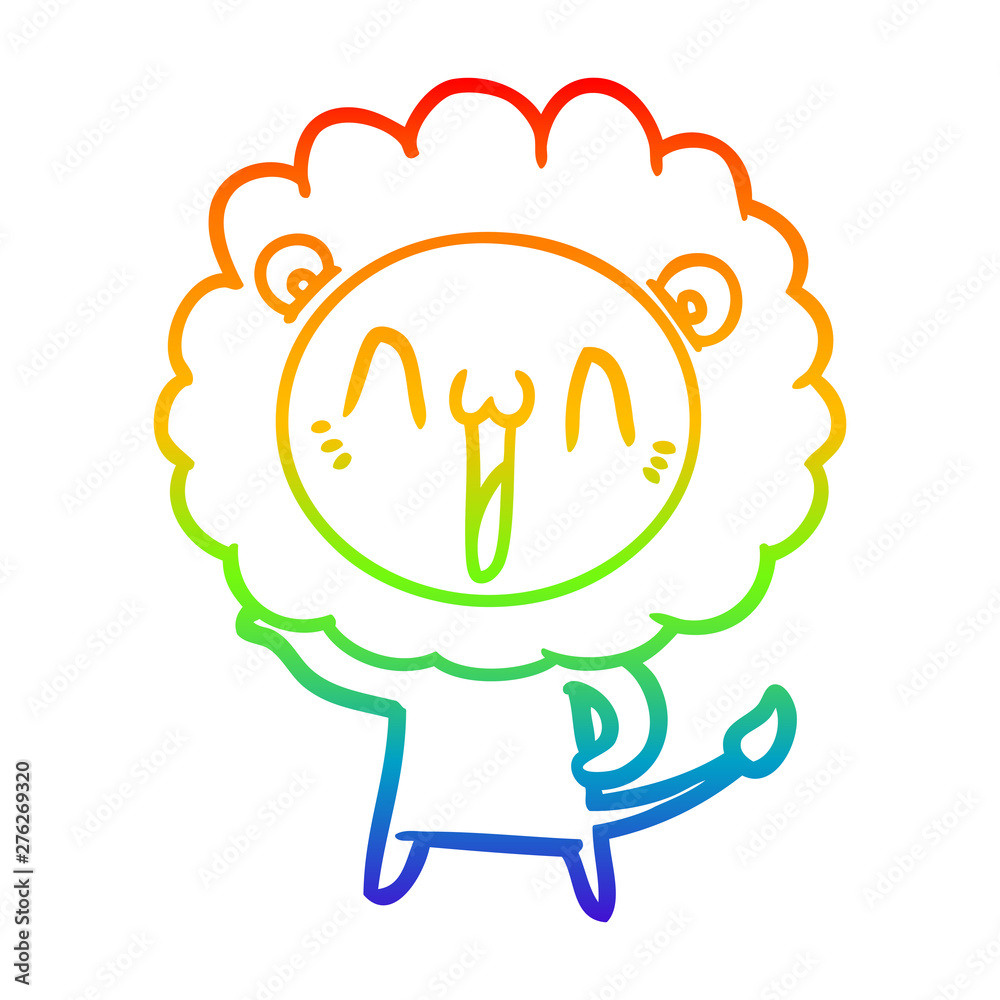 rainbow gradient line drawing happy cartoon lion rainbow gradient line drawing happy cartoon lion
