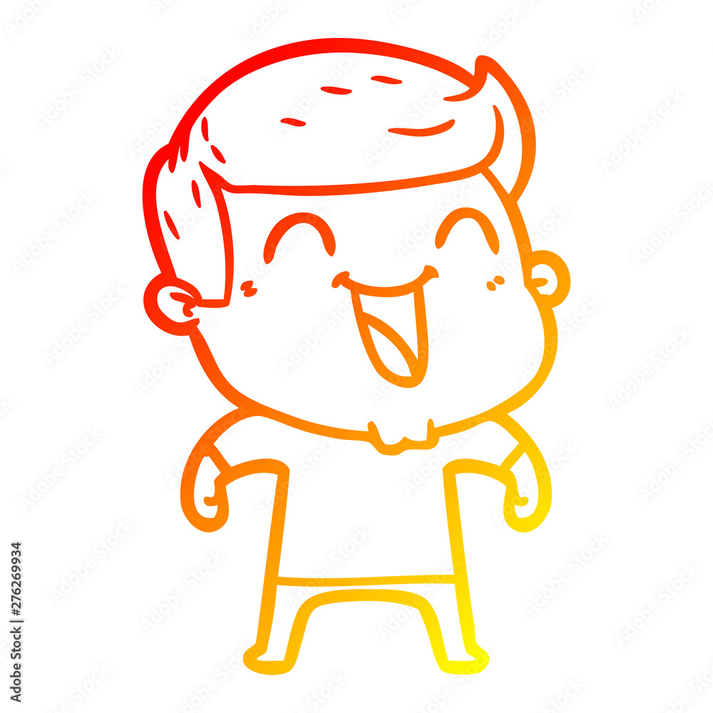 warm gradient line drawing cartoon man laughing