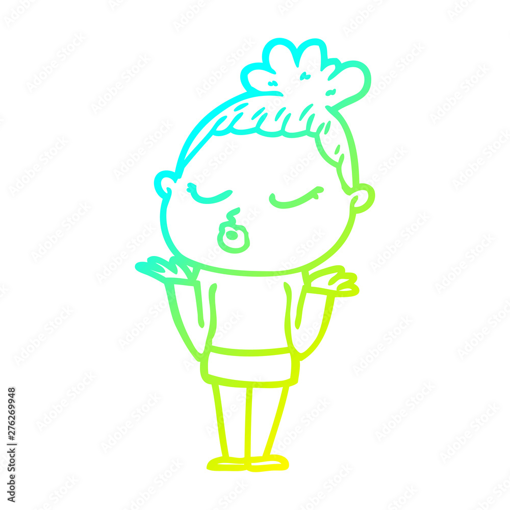 cold gradient line drawing cartoon calm woman cold gradient line drawing cartoon calm woman