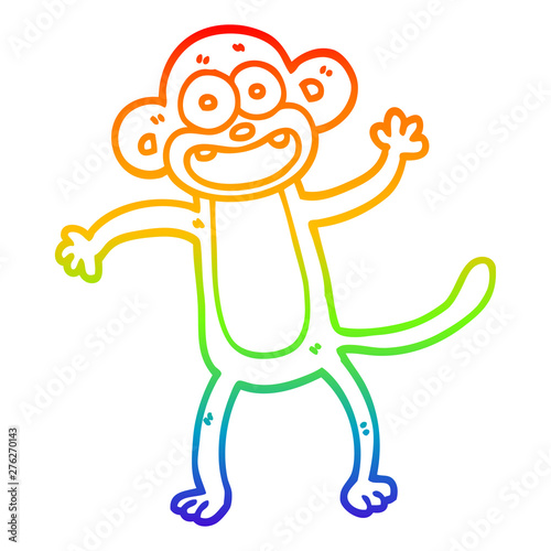 rainbow gradient line drawing cartoon crazy monkey