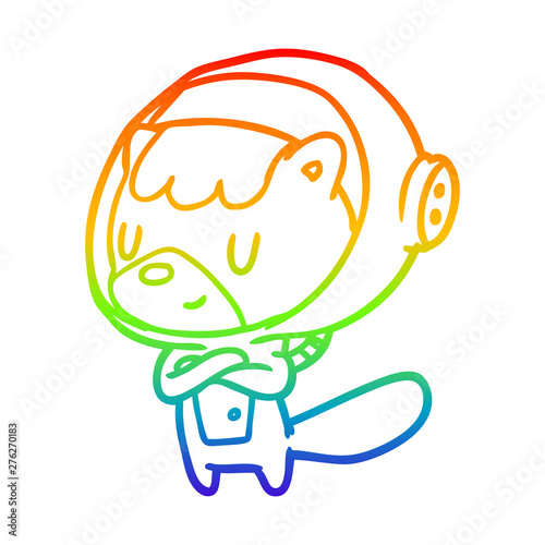 rainbow gradient line drawing cat astronaut animals