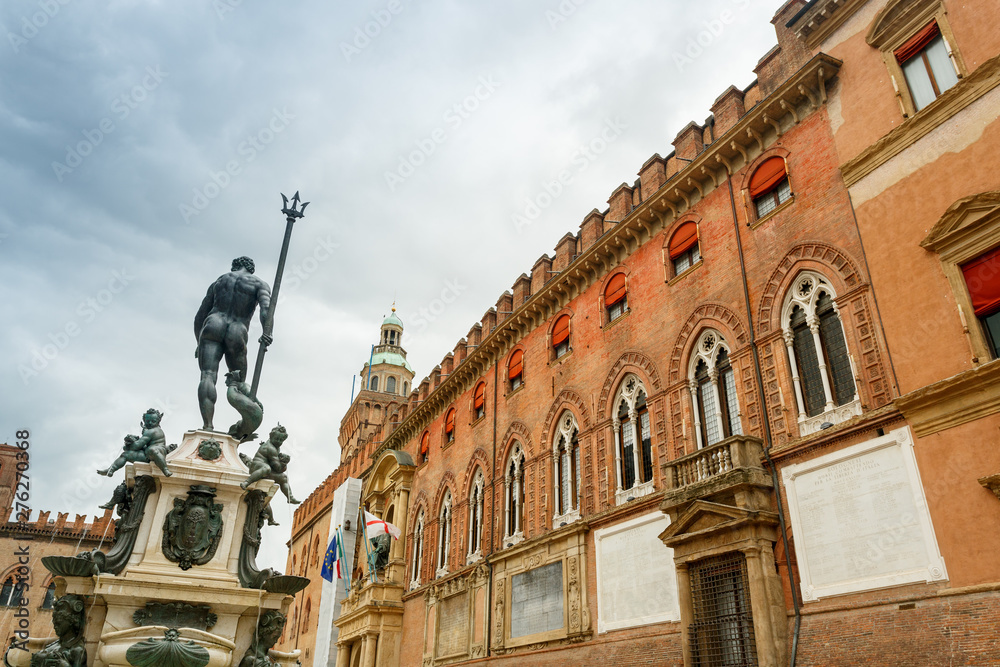 Bologna, Italy, Neptune statue in Piazza Maggiore