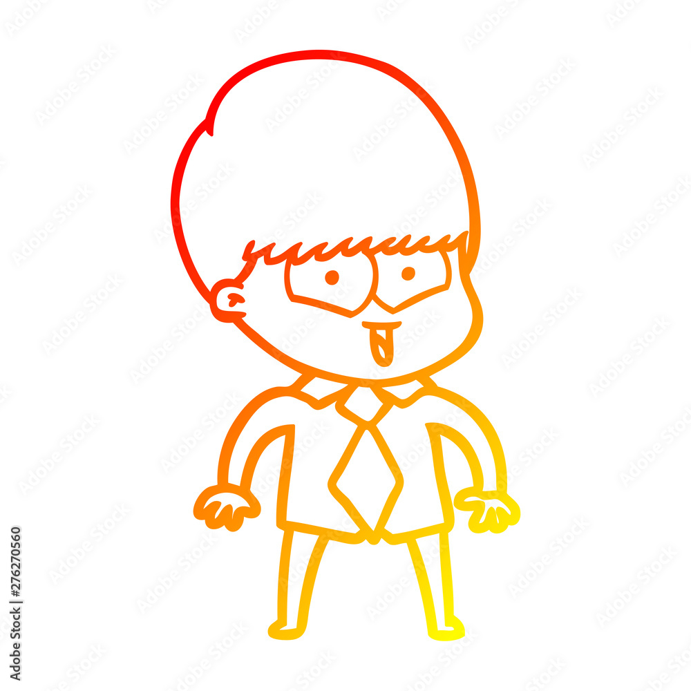 warm gradient line drawing cartoon happy boy warm gradient line drawing cartoon happy boy