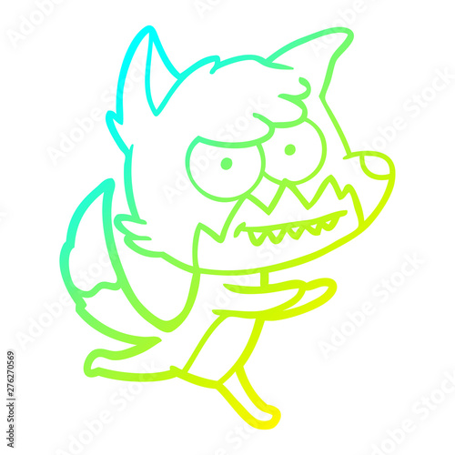 cold gradient line drawing cartoon grinning fox