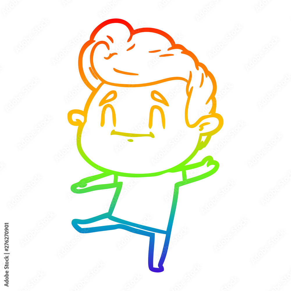 rainbow gradient line drawing happy cartoon man rainbow gradient line drawing happy cartoon man