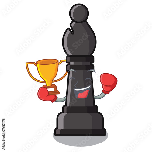 Boxing winner bishop chess in the cartoon shape