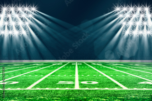 Perspective of football field. Football stadium with white lines marking the pitch. Perspective elements.Ragby football field with white lines marking the pitch. 3d illustration.