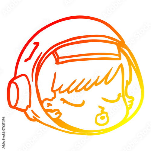 warm gradient line drawing cartoon astronaut face