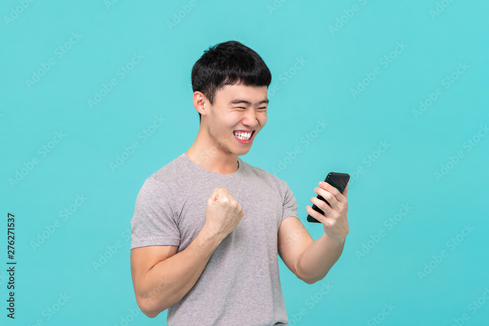 Asian man chatting with his friend via vedio call Asian man chatting with his friend via vedio call