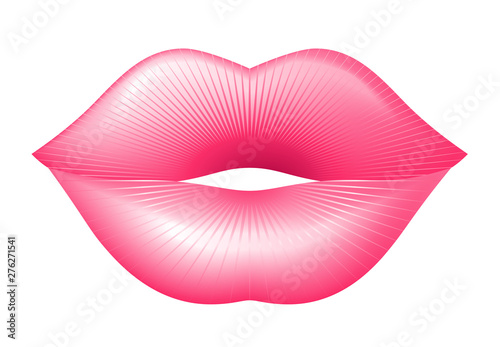 Closeup red lips. Vector illustration isolated on white background