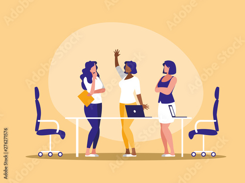 business woman elegant in the workplace celebrating