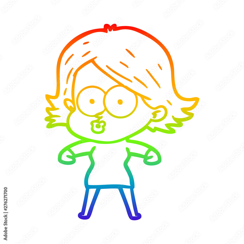 rainbow gradient line drawing cartoon girl pouting rainbow gradient line drawing cartoon girl pouting