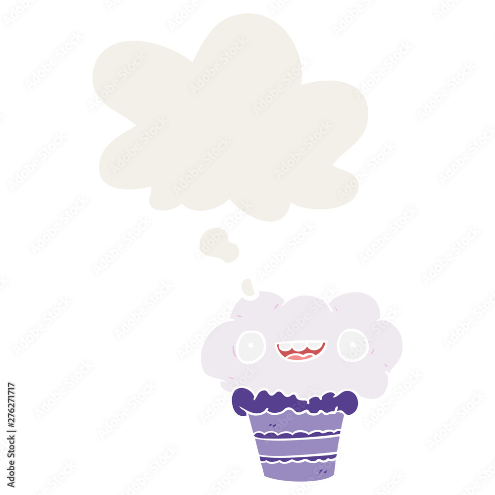 cartoon cupcake and thought bubble in retro style cartoon cupcake and thought bubble in retro style