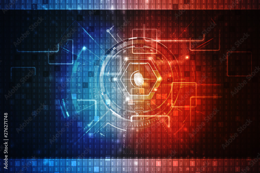 Obraz premium Fingerprint Scanning Technology Concept 2d Illustration
