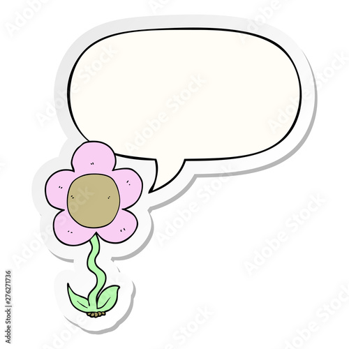 cartoon flower and speech bubble sticker