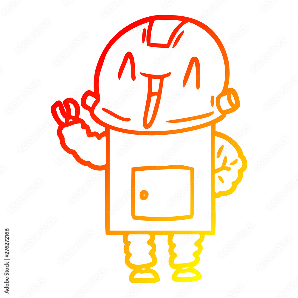 Naklejka premium warm gradient line drawing cartoon robot