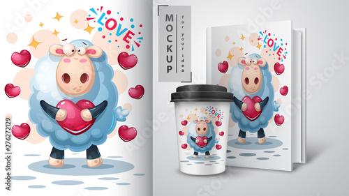 Lamb with heart - mockup for your idea.