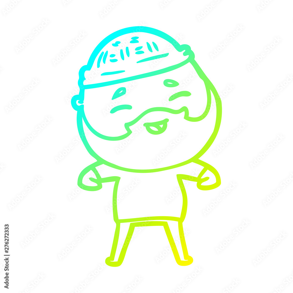 cold gradient line drawing cartoon happy bearded man cold gradient line drawing cartoon happy bearded man